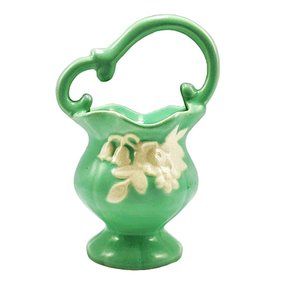 VTG Green Weller White Cameo Bouquet Planter/Pot